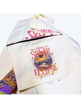LAST SET! Solar Eclipse April 8, 2024 | Canvas Tote w Matching Pouch